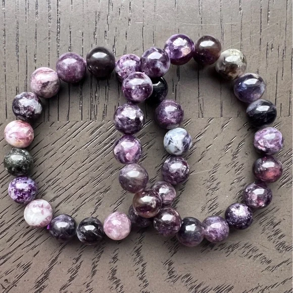 Purple lepidolite bracelet 11mm (one) - Picture 3 of 3